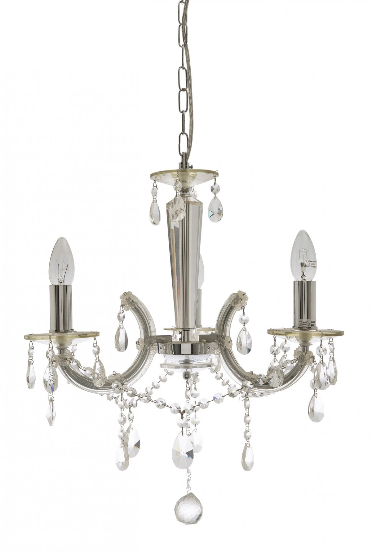 Davinci 3 Light Crystal/Chrome Pendant - H70