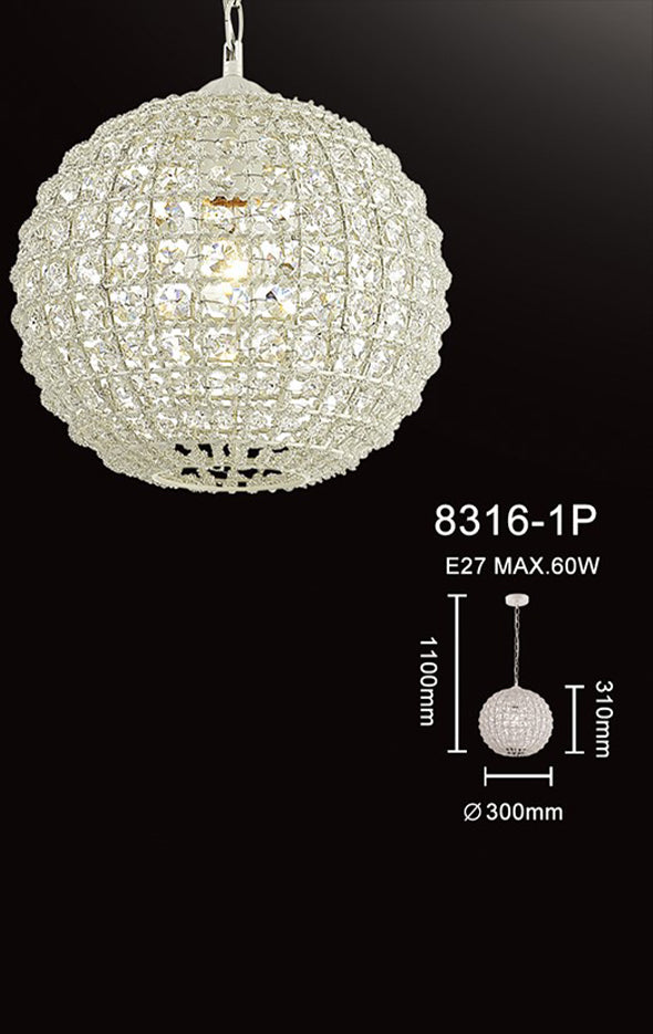 Beaded 1 Light Ball Pendant I80