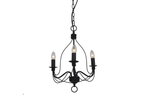 Candice 3 Light Candelabra Pendant Black - B12