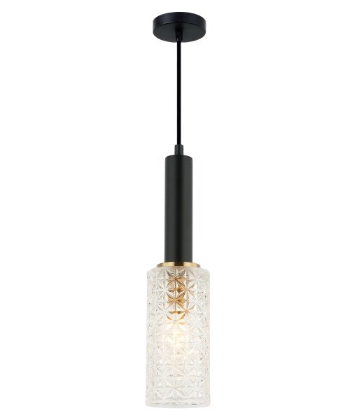 Cleo1 1 Light Pendant Black/ Brass/ Clear