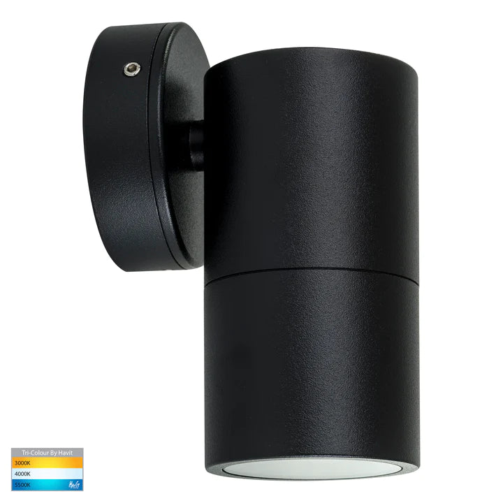 Tivah Black Single Fixed Wall Light Tri Colour 240v
