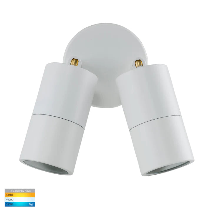Tivah White Double Adjustable Wall/Ceiling Light 240V Tri Colour