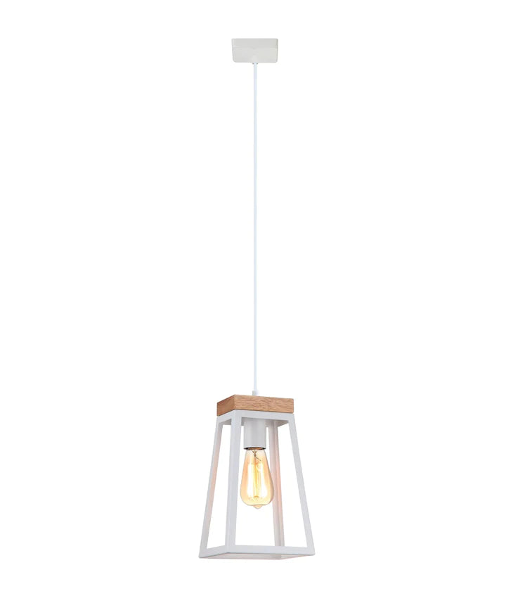 Lanterna 2 White/Timber 1 light Pendant - G62