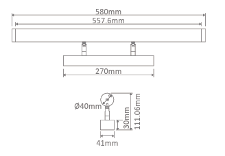 Mirror 10w LED Vanity wall Light Black Tri Colour 580mm - X49