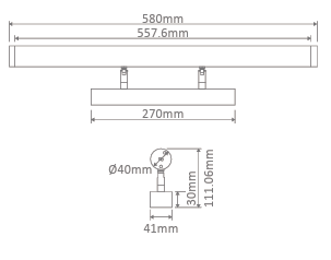 Mirror 10w LED Vanity wall Light White Tri Colour 580mm - X49