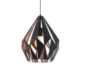 Carlton 1 Medium Black/Copper 1 Light Pendant - 2m