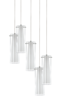 Pinto Chrome/Clear/Opal Glass 5 Light Cluster Pendant - H69