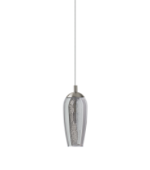 Farsala Satin Nickel/Smoke Glass 1 Light Pendant - 1m Suspension G9 Included - H65