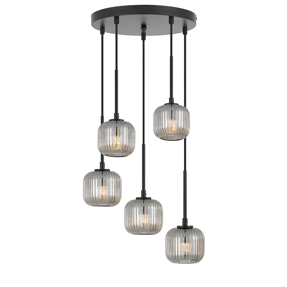 Bobo 5 Light Pendant Black/Smoke