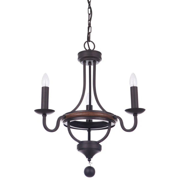 Lakewood 3 Light Pendant Matt Black/Painted Wood - G57
