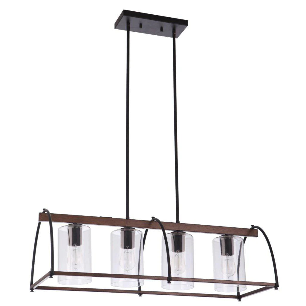 Lakewood Bench 4 Light Pendant Matt Black/Painted Wood