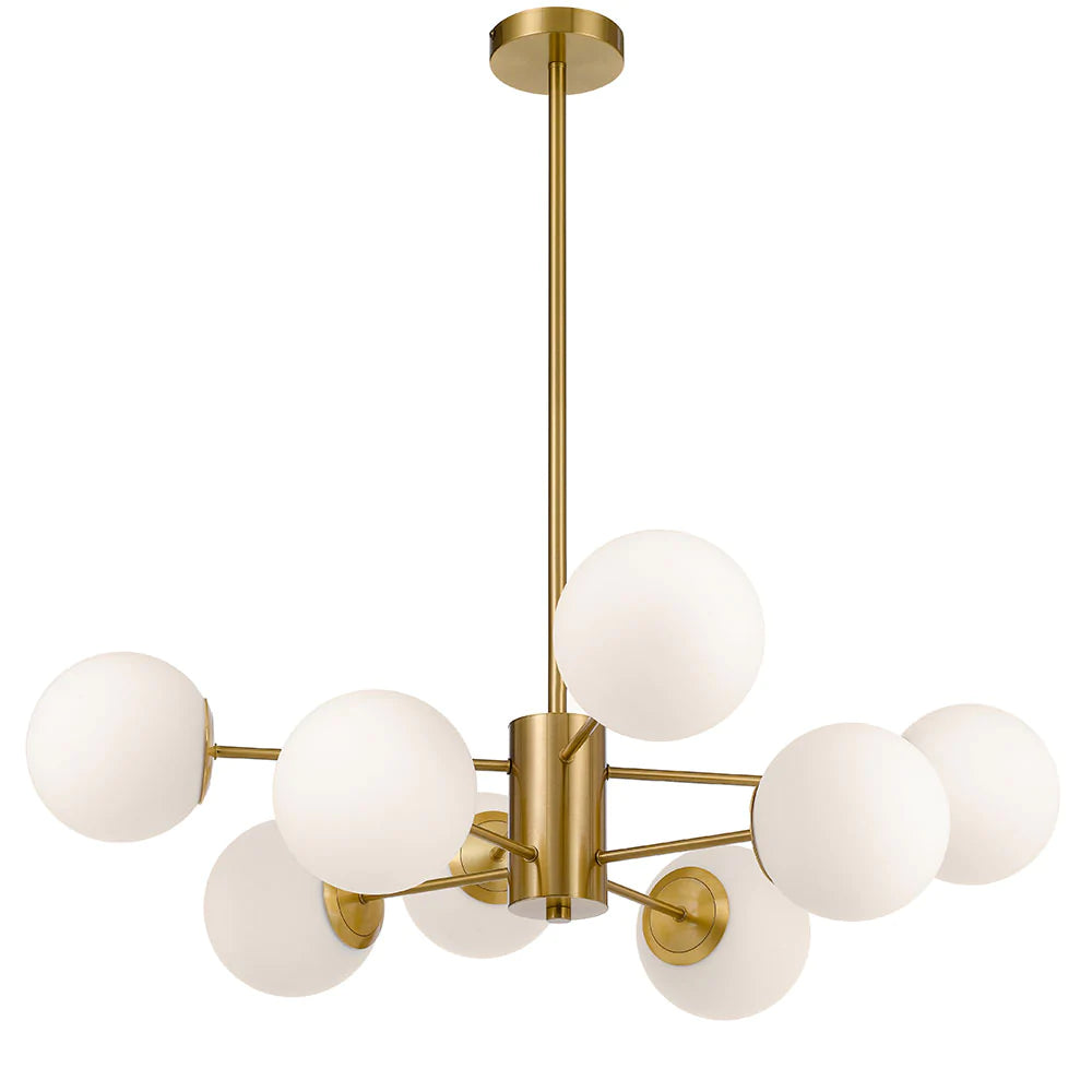 Marsten 8 Light Pendant Antique Gold/Opal