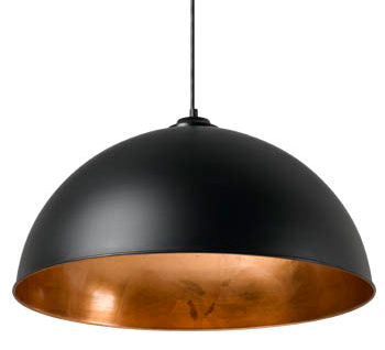 Newport 50cm 1 Light Pendant Black/ Copper Leaf - B10