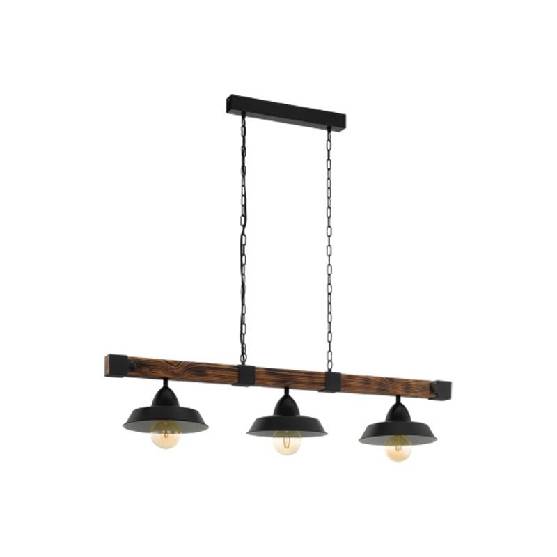 Oldbury Black/Timber 3 Light Bar Pendant 1180mm