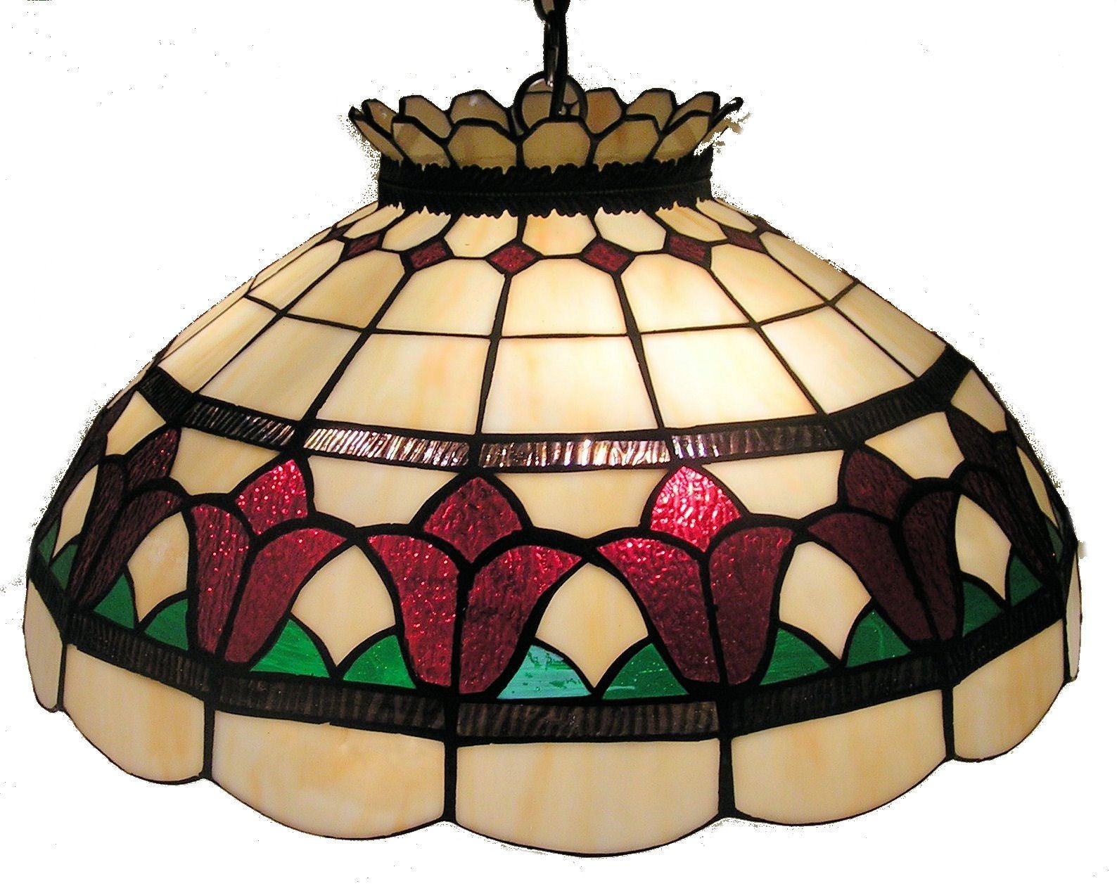 Leadlight Pendant 16' Red/Cream