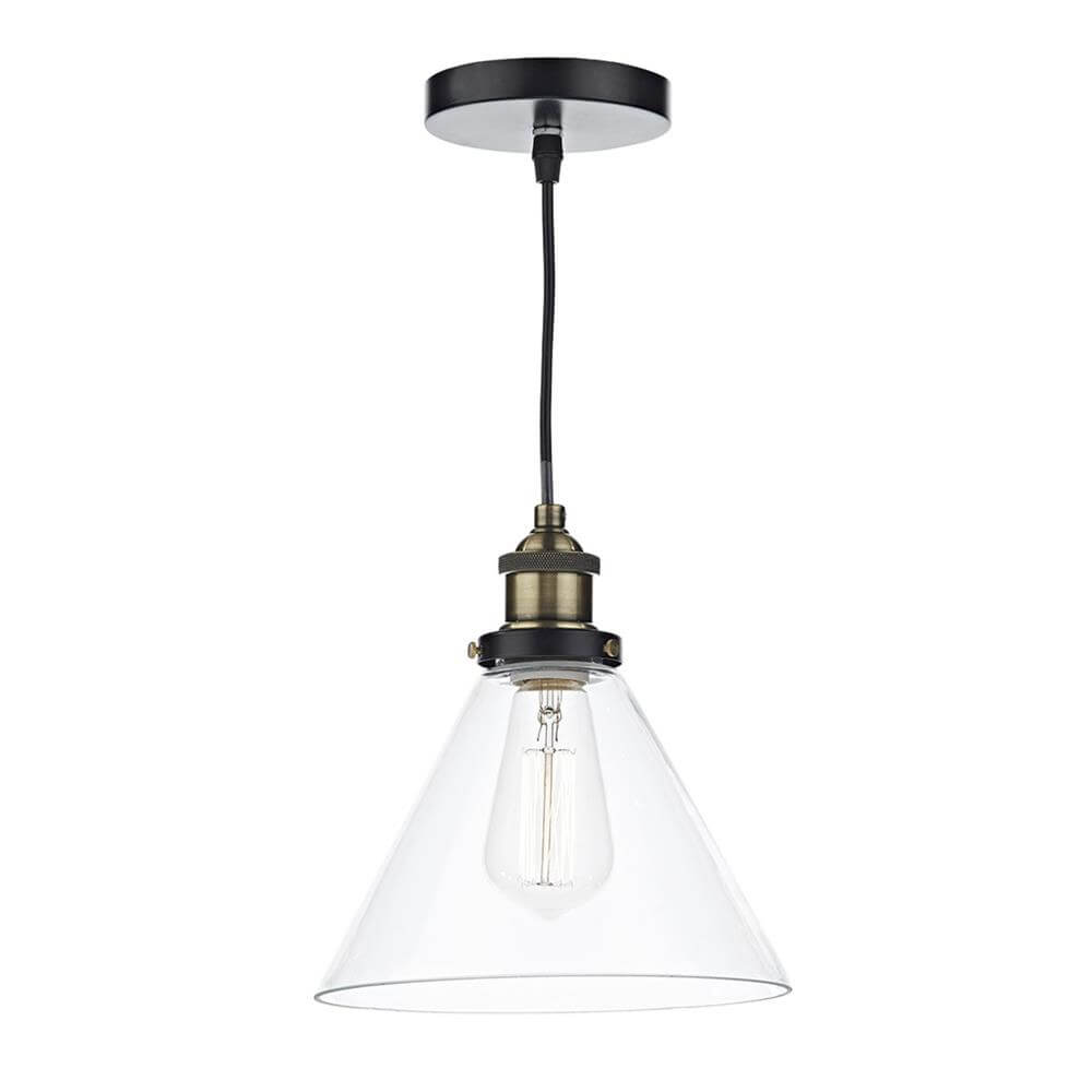 Large Cone 1 Light Black Glass Pendant