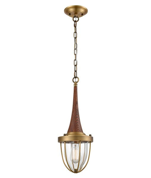 Pendolo2 1 Light Pendant Brass/ Timber