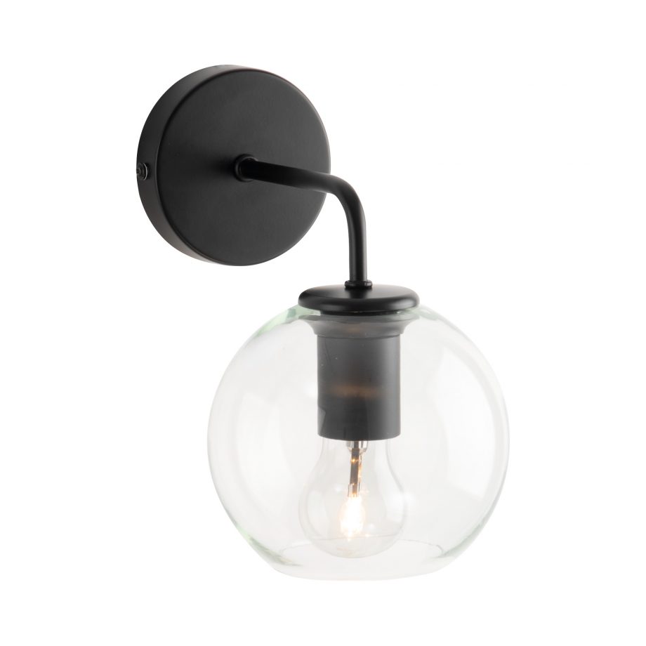 Sylvia Wall Light Matt Black/ Clear Glass J87