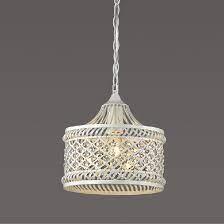 White and Crystal 1 Light Pendant I80