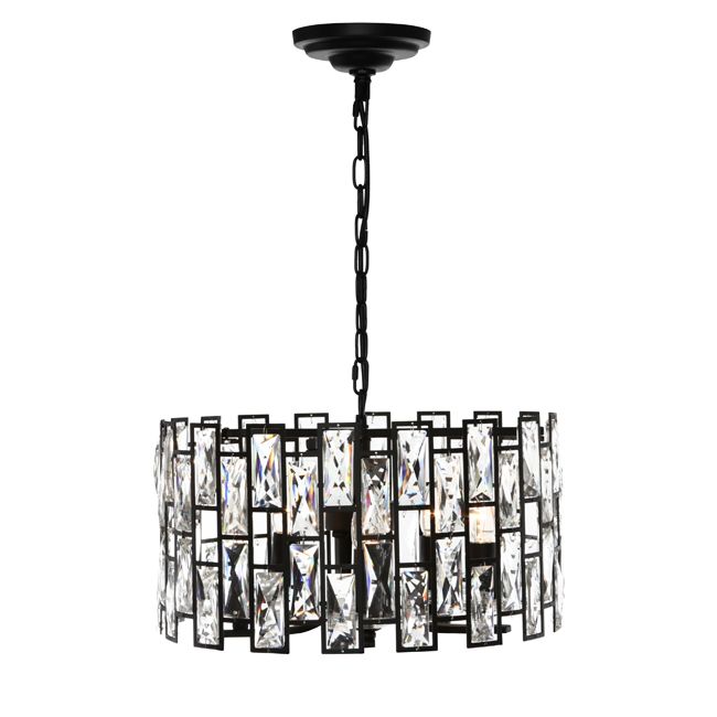 Porscha 5 Light Pendant Black/Crystal