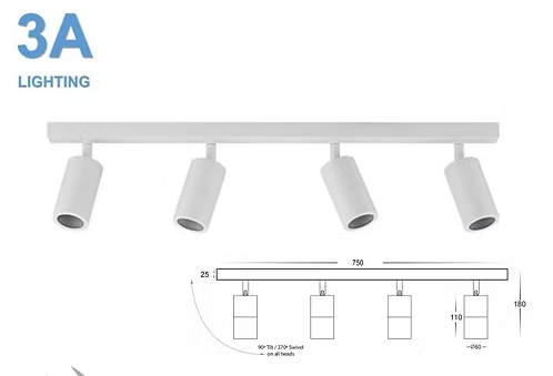 2144W | White 4 Light Spotlight