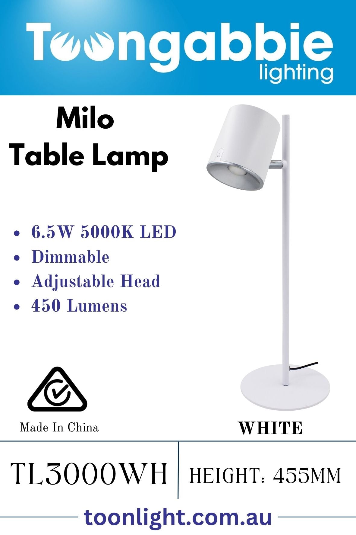 MILO LED TABLE LAMP 6.5W 6500K