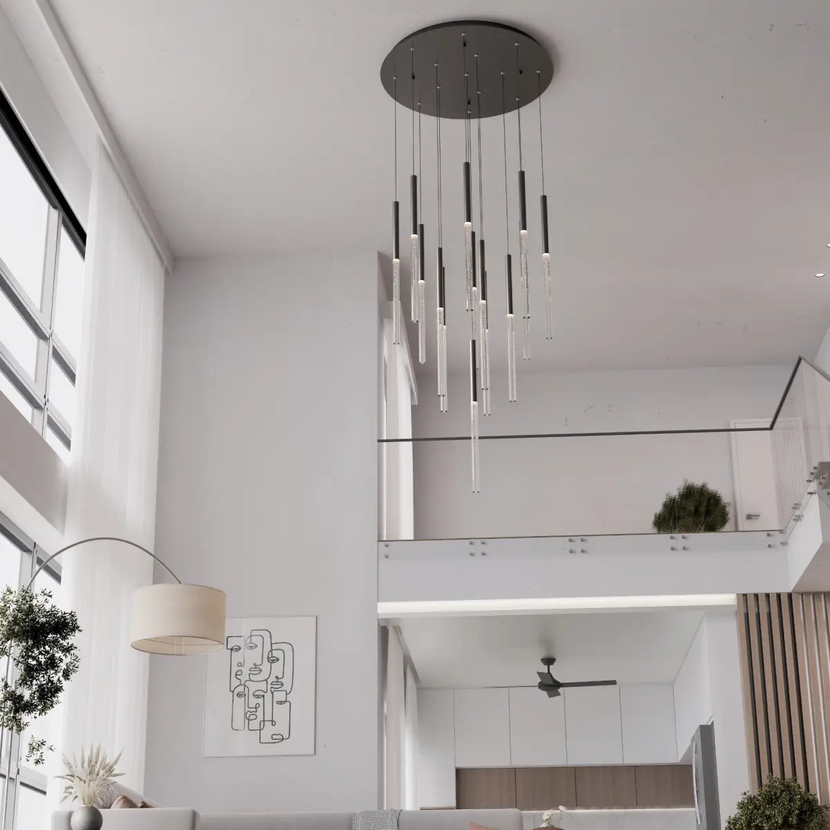 RHEA | Black LED Pendant with 14 Lights
