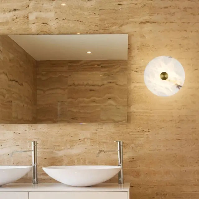 Bower Alabaster 250mm LED Wall Light 15W TRI Colour Non-dimmable Brass IP20