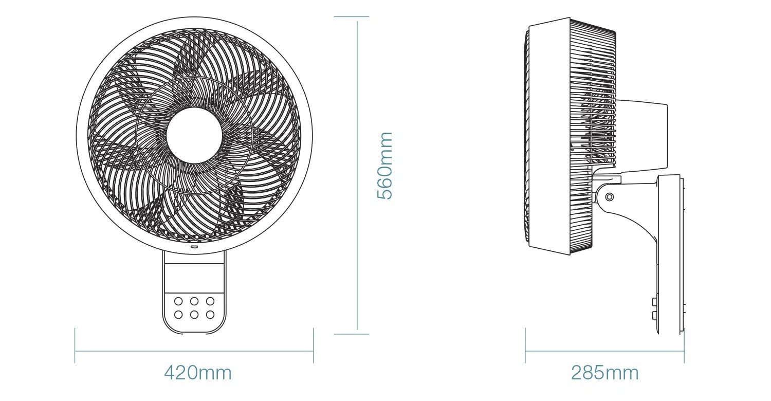 AVALON 350mm 14" 10 SPEED REMOTE & WIFI 70W DC WALL FAN