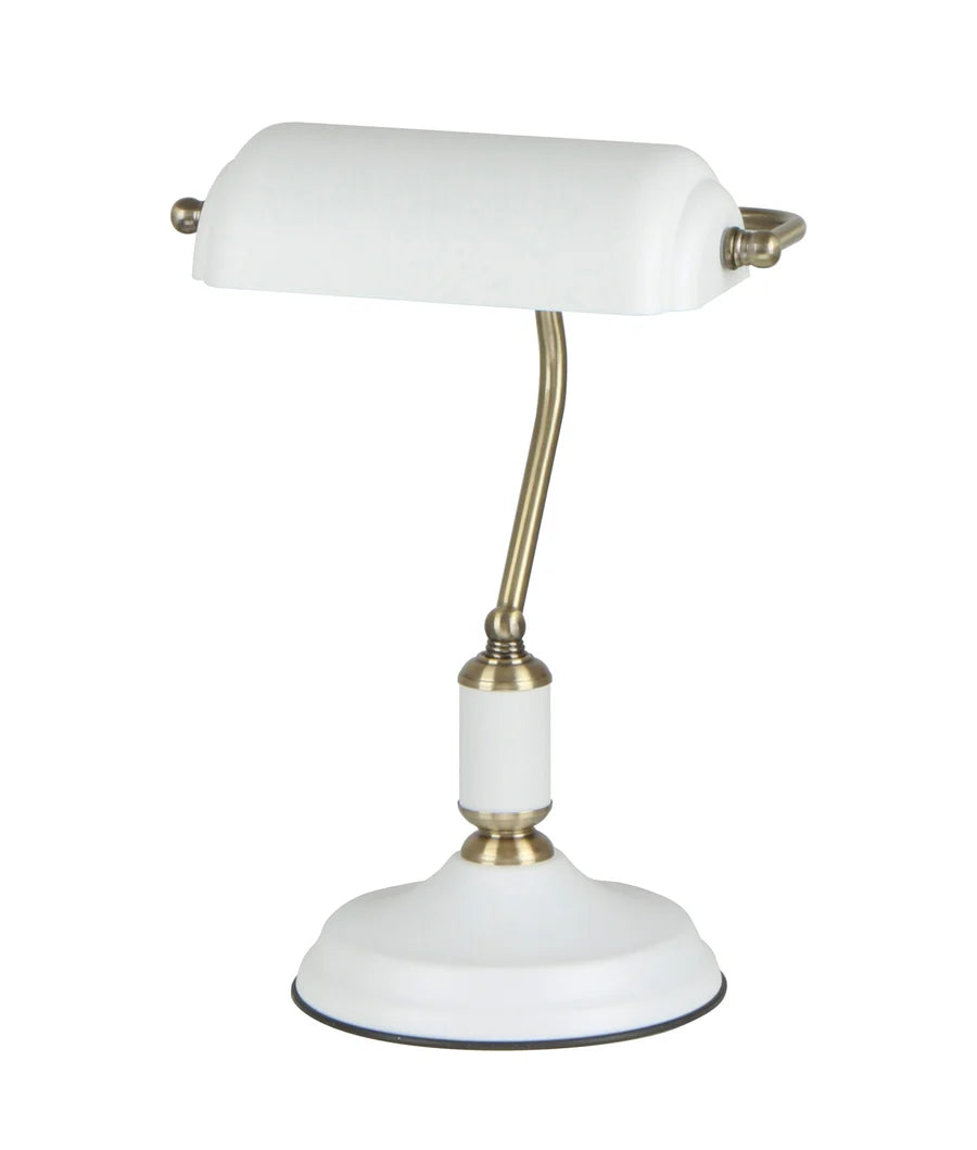 BANCA | White Bankers Table Lamp
