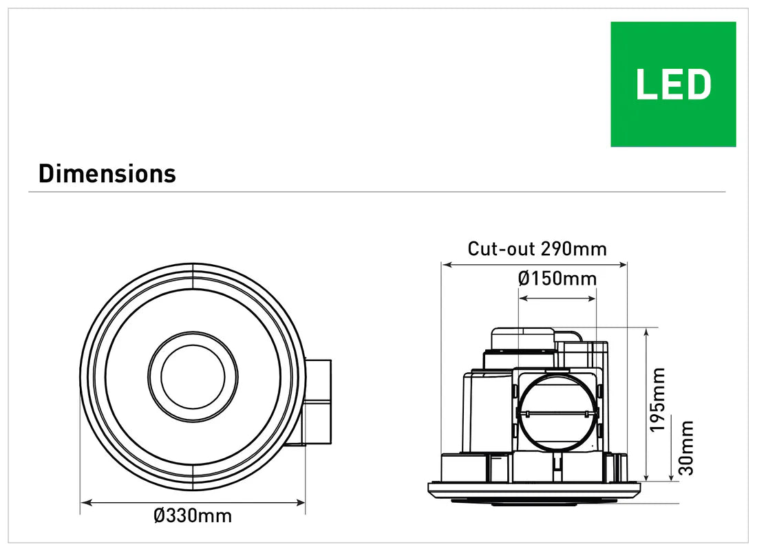 Emeline-II 10W LED 290 Round White Exhaust Fan and Light