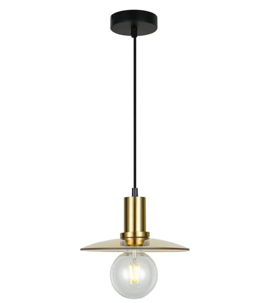 Chapeau2 1 Light Pendant Amber Glass/ Antique Brass