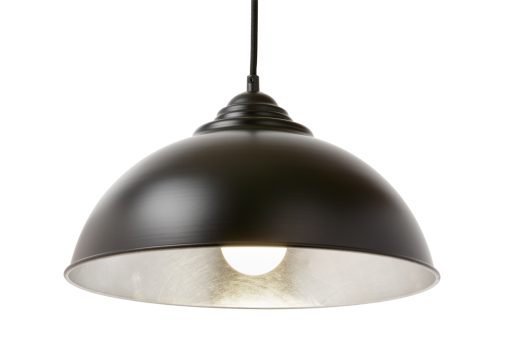 Newport 34cm 1 Light Pendant Black/ Silver Leaf