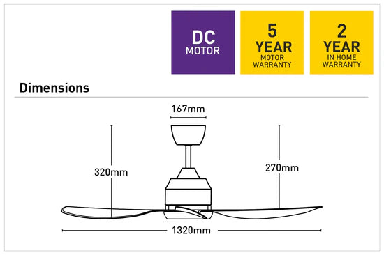 Jota 4 Blade 52' Ceiling Fan White without light