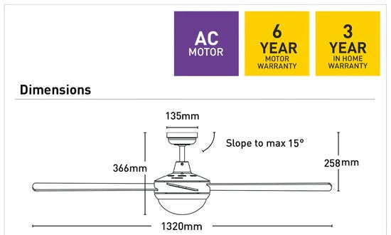 Caprice 52' White Fan and  Light