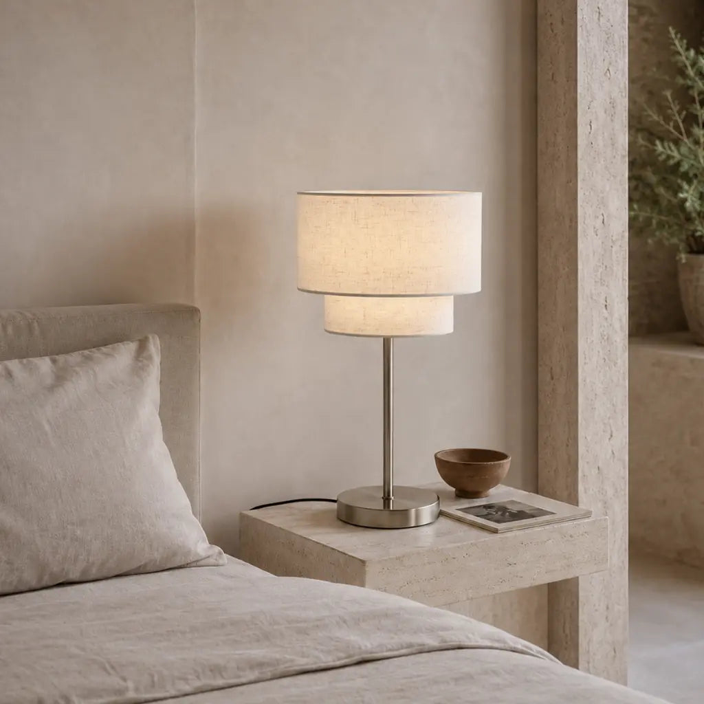 GISELE | Nickel & Ivory Table Lamp