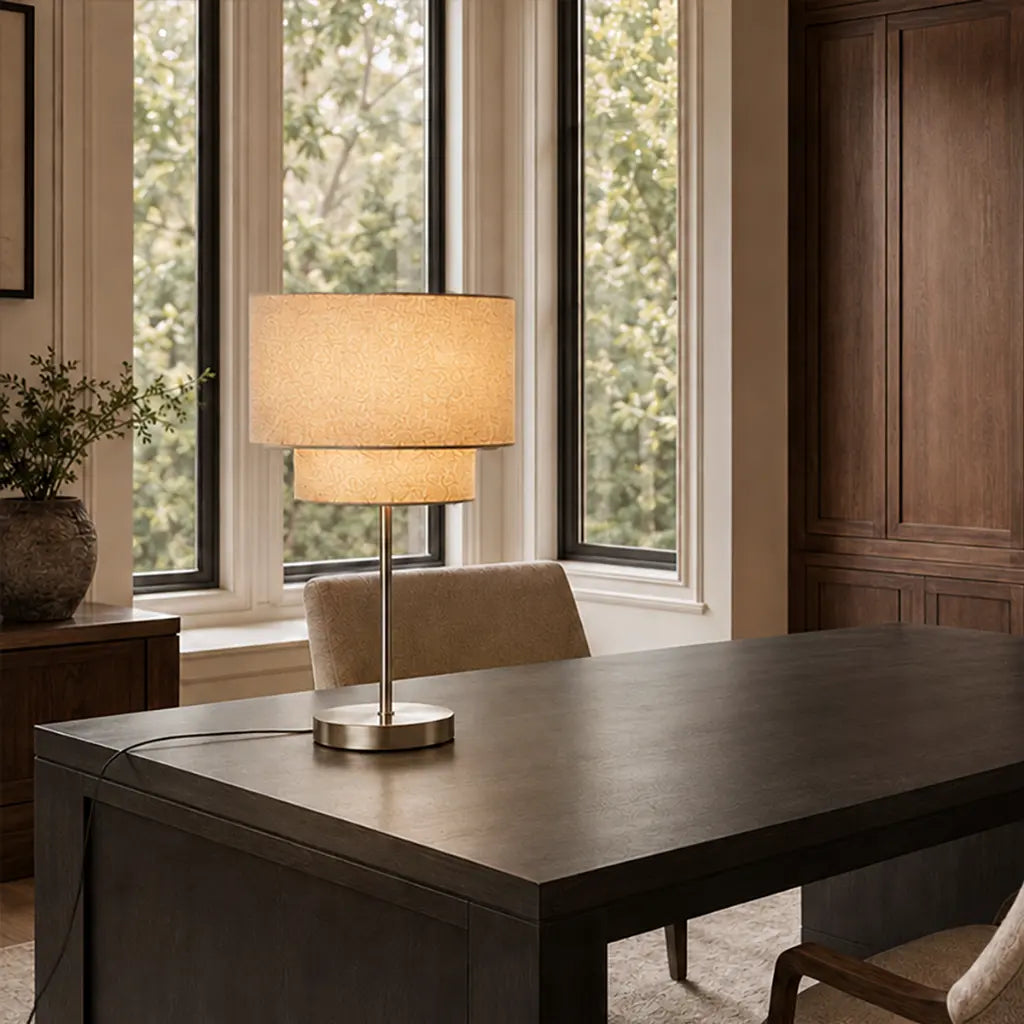 GISELE | Nickel & Sand Table Lamp