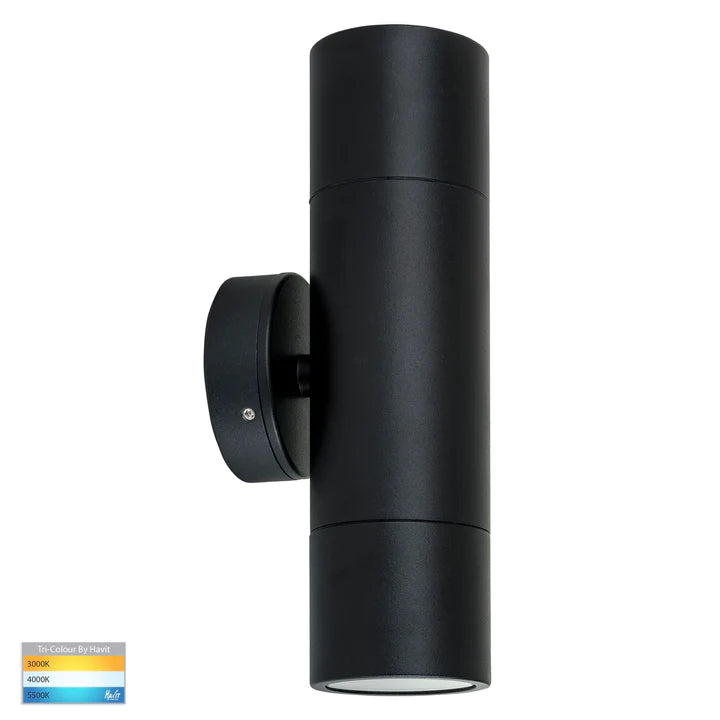 Tivah Black Up/Down Wall Light 240v Tri Colour