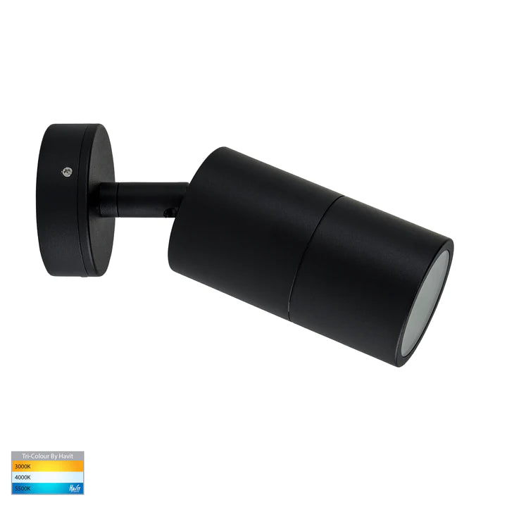 Tivah Black Single Adjustable Wall Light 240v Tri Colour