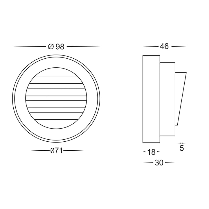 Pinta Grill Black Surface Mounted Built In 2.3w 12v K106
