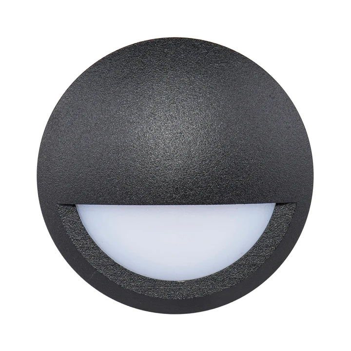 Nava Black Surface Mounted Eyelid Step Light Built In 5w 5500k 240v K106
