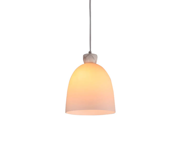 HOLLY P123 WHT/OPAL white marble opal glass pendant