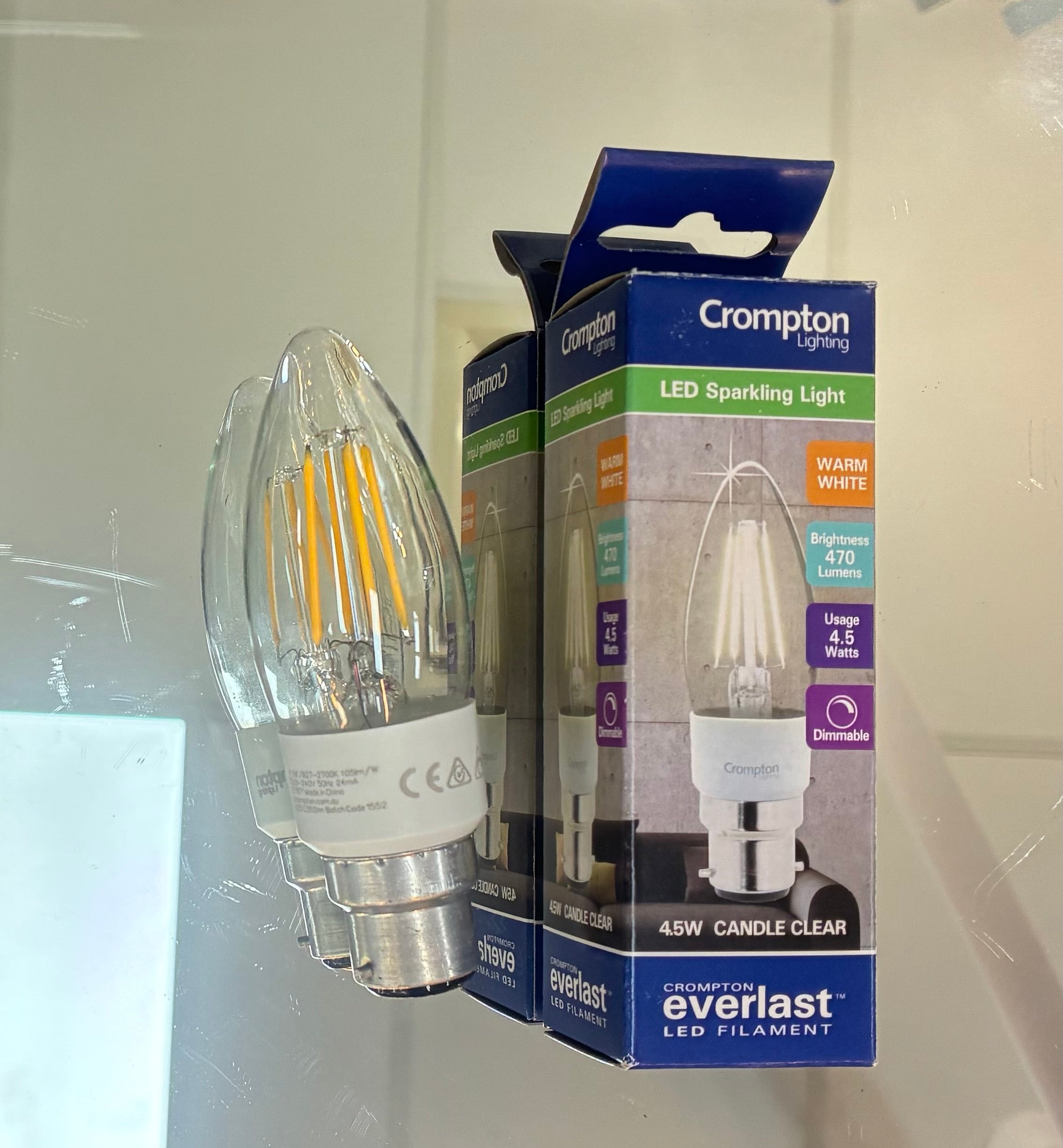 4.5WATT CLEAR CANDLE DIMMABLE WW BC