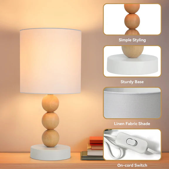 CARA | White & Wood Table Lamp