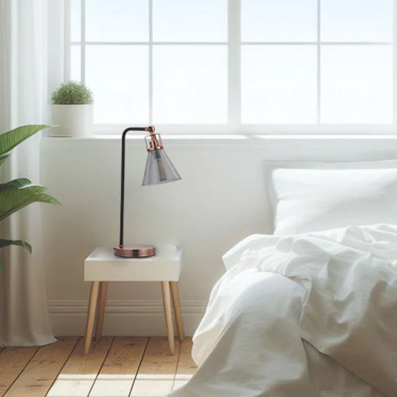 Conea Table Lamp - Antique copper | Smoky Glass shade