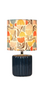 Cyra Ceramic Table Lamp - Ceramic Blue | Cream Floral Pattern shade