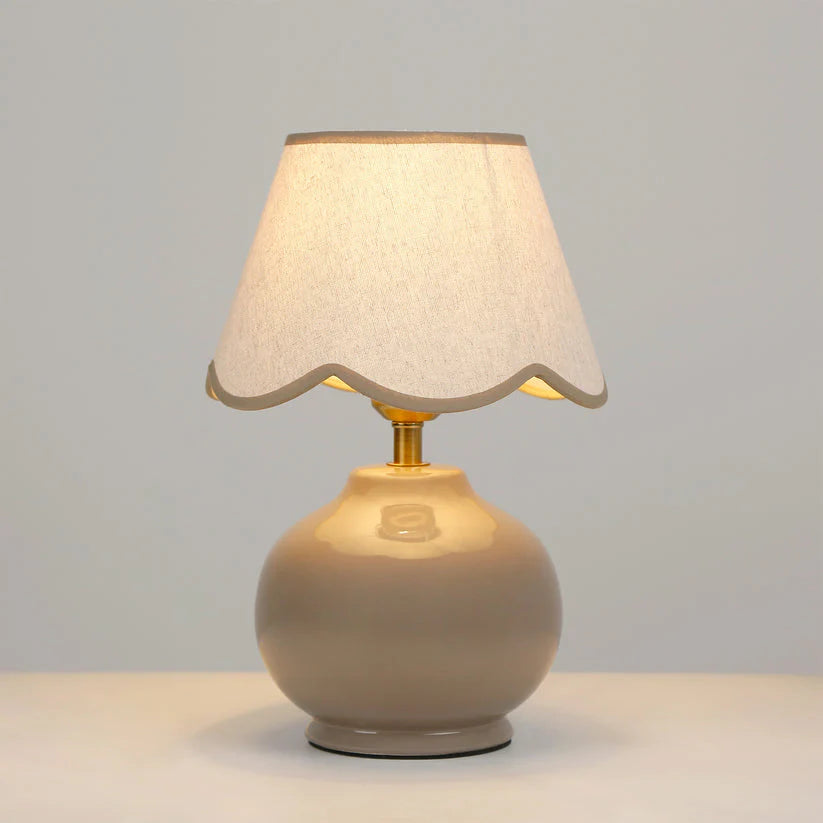 Bibury Table Lamp - Ceramic Grey | Linen with Grey Rim shade