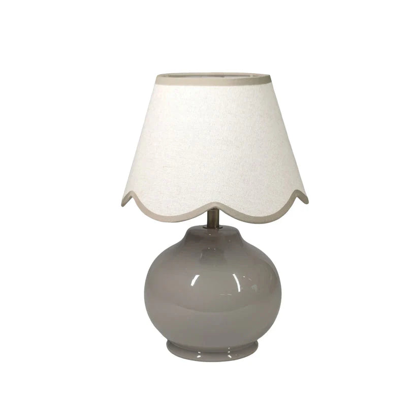Bibury Table Lamp - Ceramic Grey | Linen with Grey Rim shade
