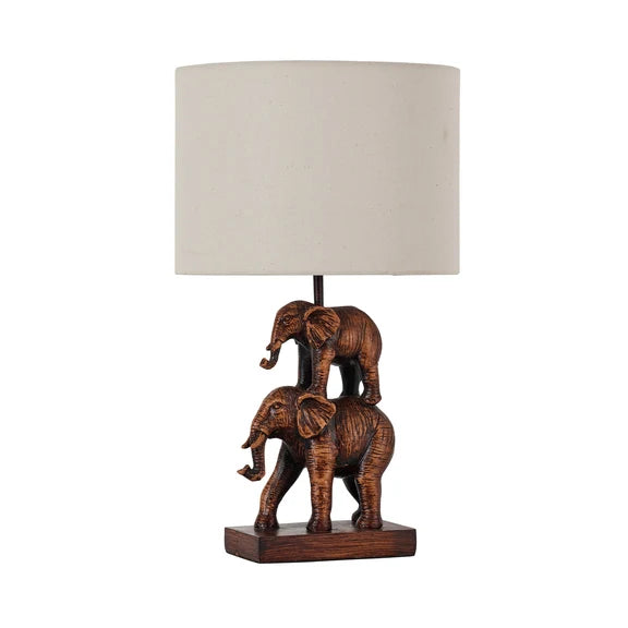 MOTHER & CALF ELEPHANT | Bronze Table Lamp