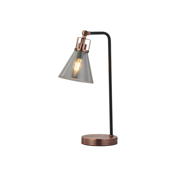 Conea Table Lamp - Antique copper | Smoky Glass shade